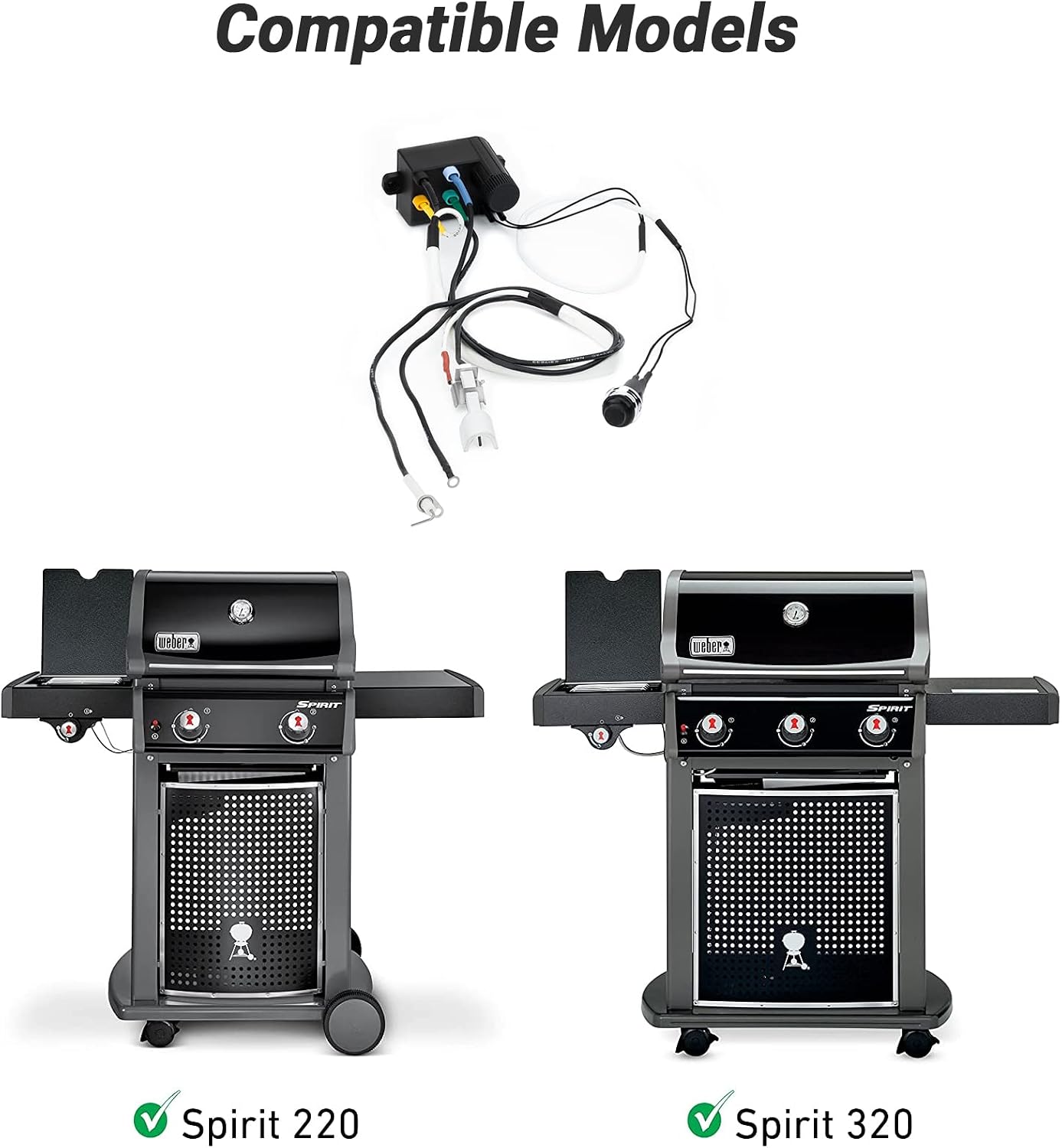 only fire 7643 Grill Igniter Kit Replacement for Weber Spirit 220 and 320 Gas Grills (with Front-Mounted Control Panels)