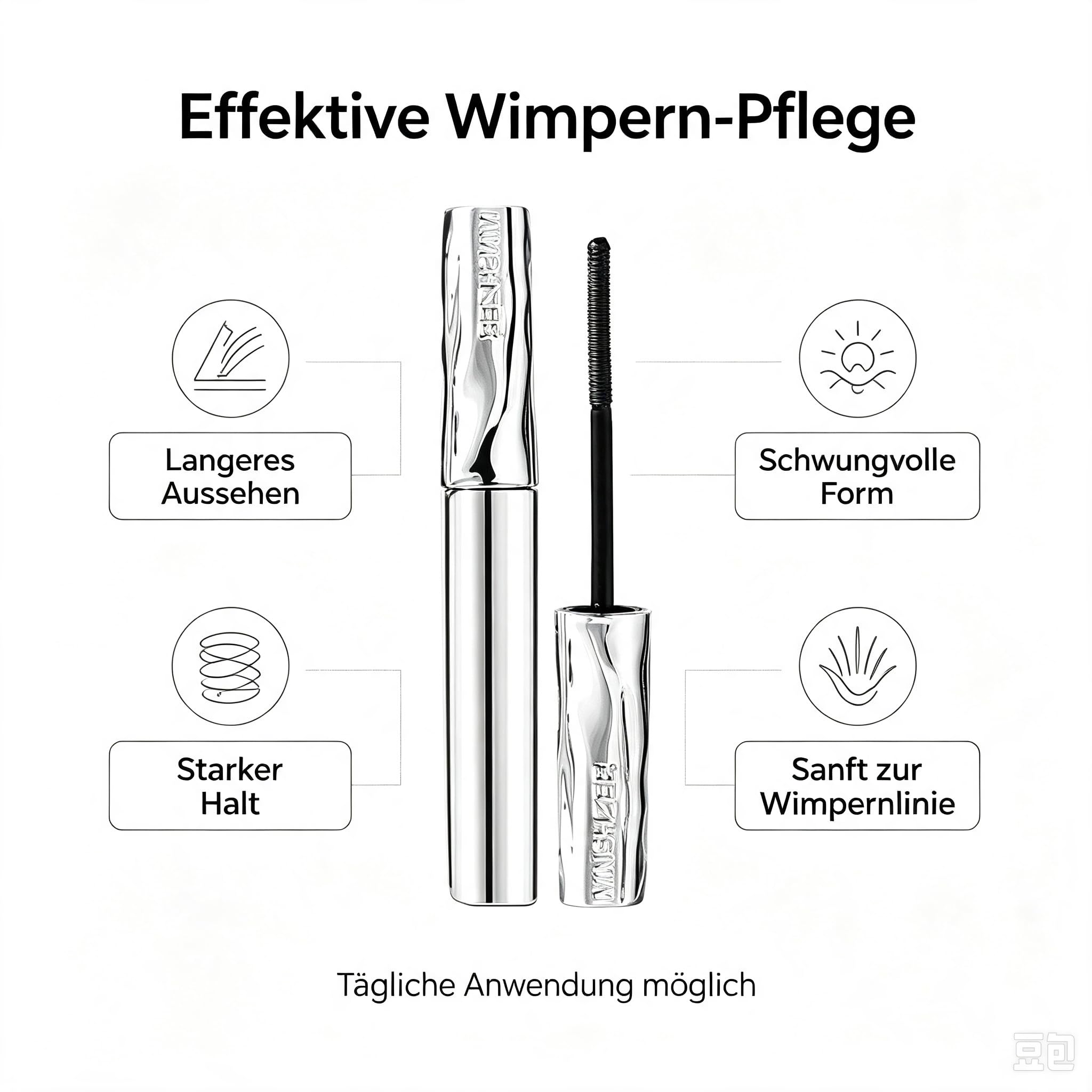 Cladory Wasserfeste Mascara für 4D Verlängerung & Volumen, Schwarz