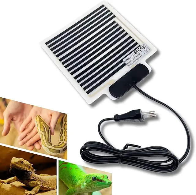Tapis Chauffant Terrarium 15x15cm pour Reptiles et Amphibiens, 230V 3,5W