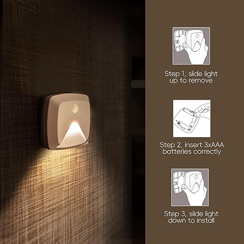 Miniatura 7 de innofox Luces con sensor de movimiento adhesivas, luz nocturna LED blanca cálida, luces de escalera adhesivas en cualquier lugar, luz de armario,