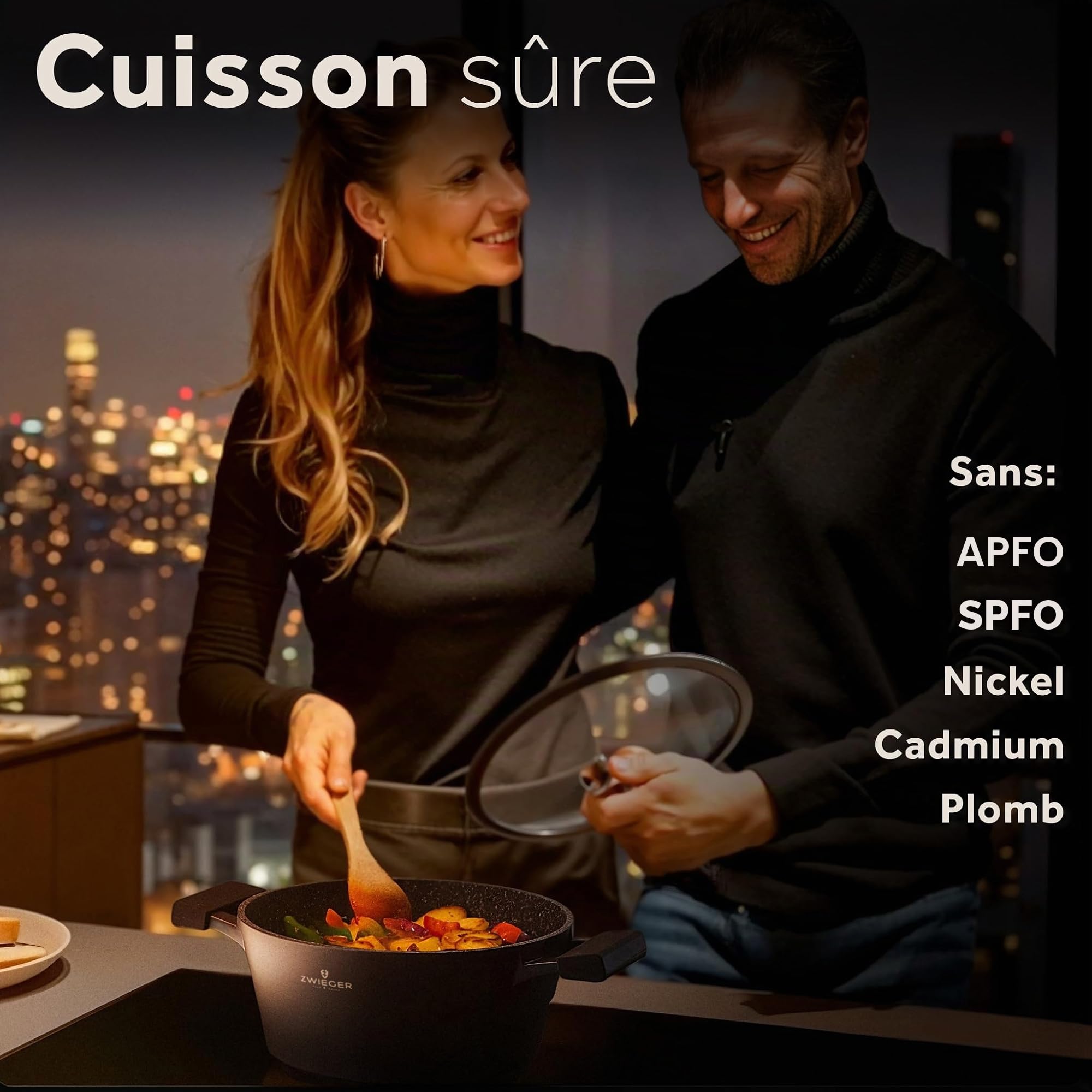 ZWIEGER Cocotte en Fonte d’Aluminium 28 cm, Marmite avec Couvercle | Faitout Induction - Idéale Four et Pain - Fond Inox Intégral, Tous Feux - Revêtement Antiadhésif, sans PFOA ni PFOS
