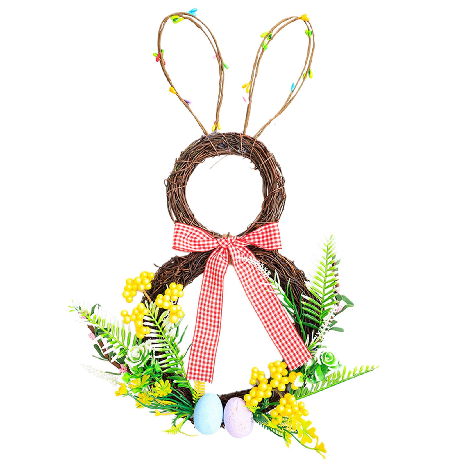 Jazuaiao Easters Foams Eggs Rattans Wreath Colorful Happy Party Decorations for Kid Painting Craft Garlands