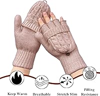 Vista 124 de Beurlike Guantes de invierno para mujer, de lana cálida, a prueba de viento, convertibles, sin dedos Negro