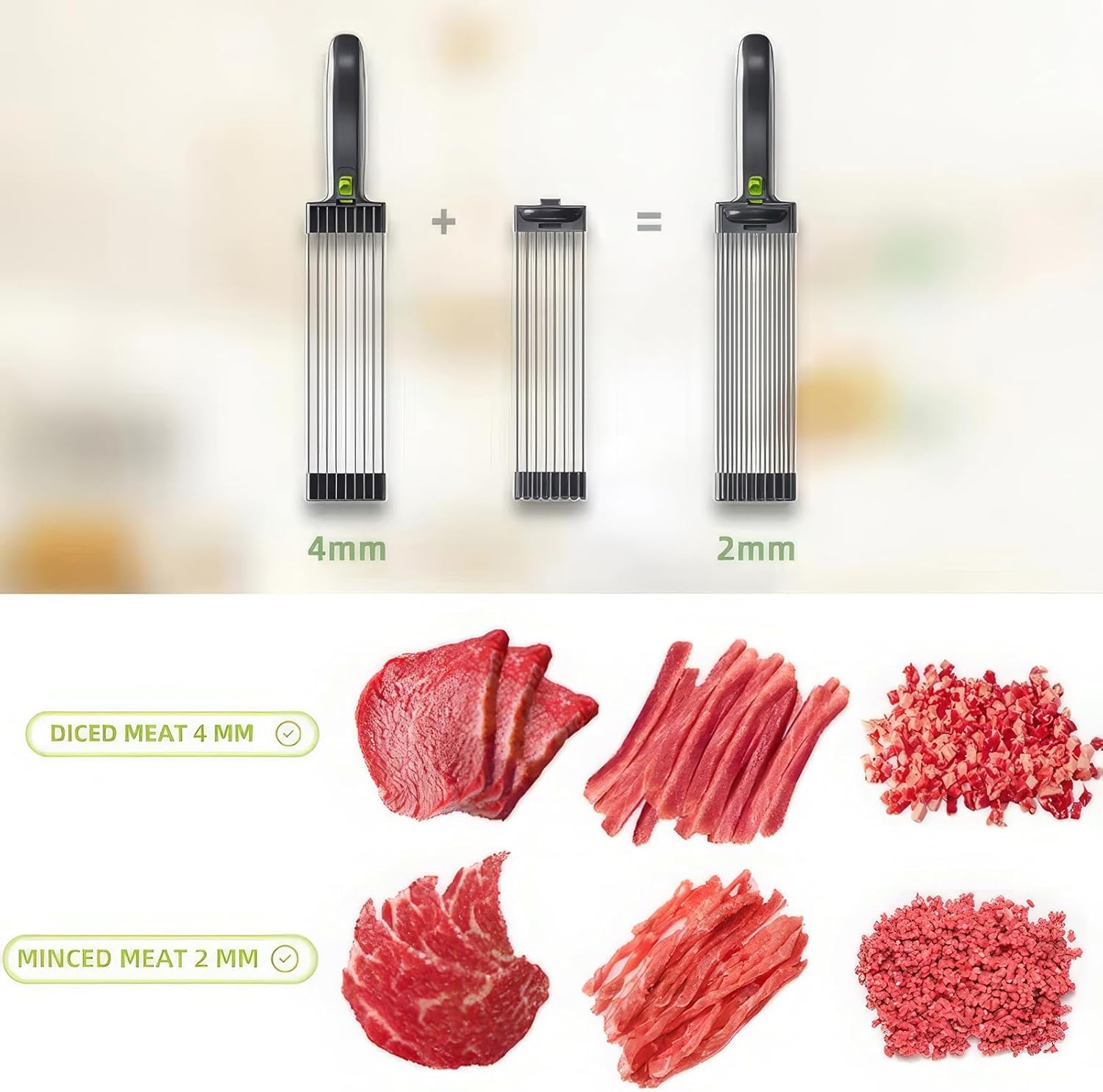 Affettatrice per Casa, Cucina Mannaia in Acciaio Inossidabile Affettatrice con Affilatore, 2 Spazzole per la Pulizia, Gancio, Taglierina per Carne Fresca Regolabile con Spessore 2-4 mm per Manzo