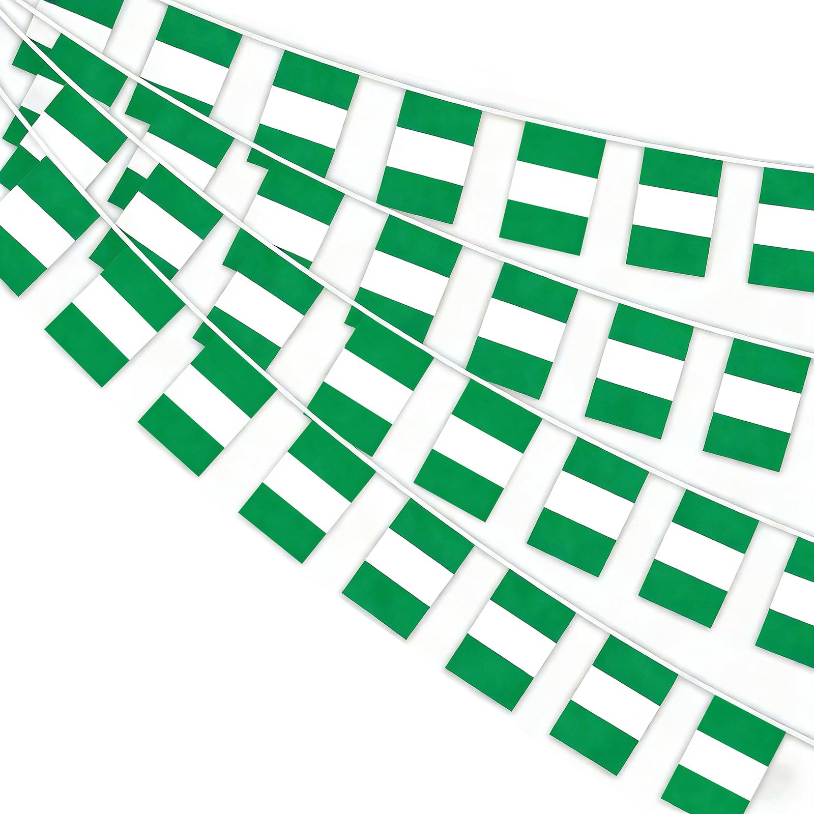 AhfuLife Nigeria Flag Bunting for Nigeria Day Party Decorations, 10m - 30pcs Nigerian Flags Bunting Banner Double Sided Flags for World Cup Event Indoor Outdoor Decorations (14 x 21 cm - 4 Pack)