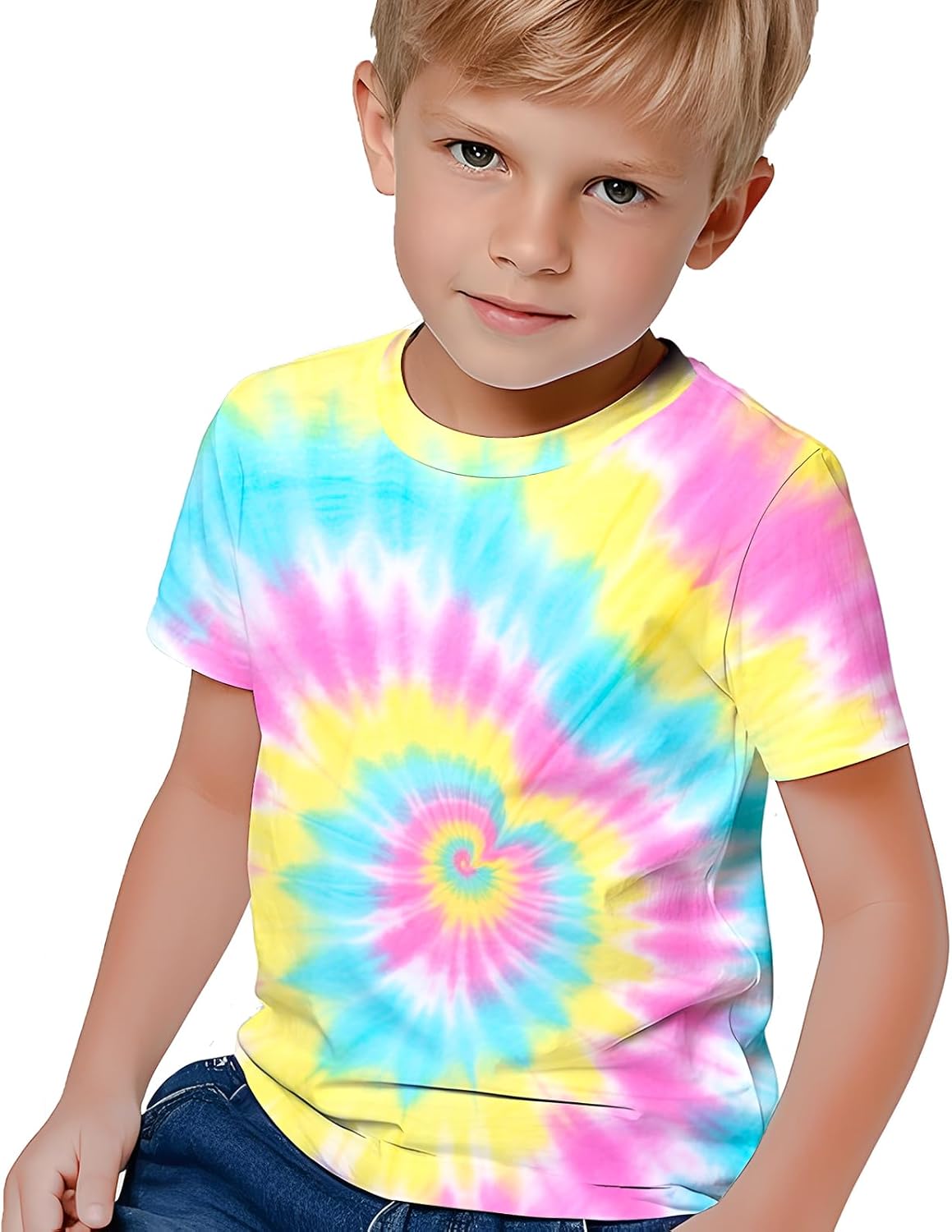 Kids Tie Dye Shirts for Boys Girls Outfit Clothes Children Hippies Short Sleeve Tees Tie-Dye T Shirt 6-16 Years - Image 5