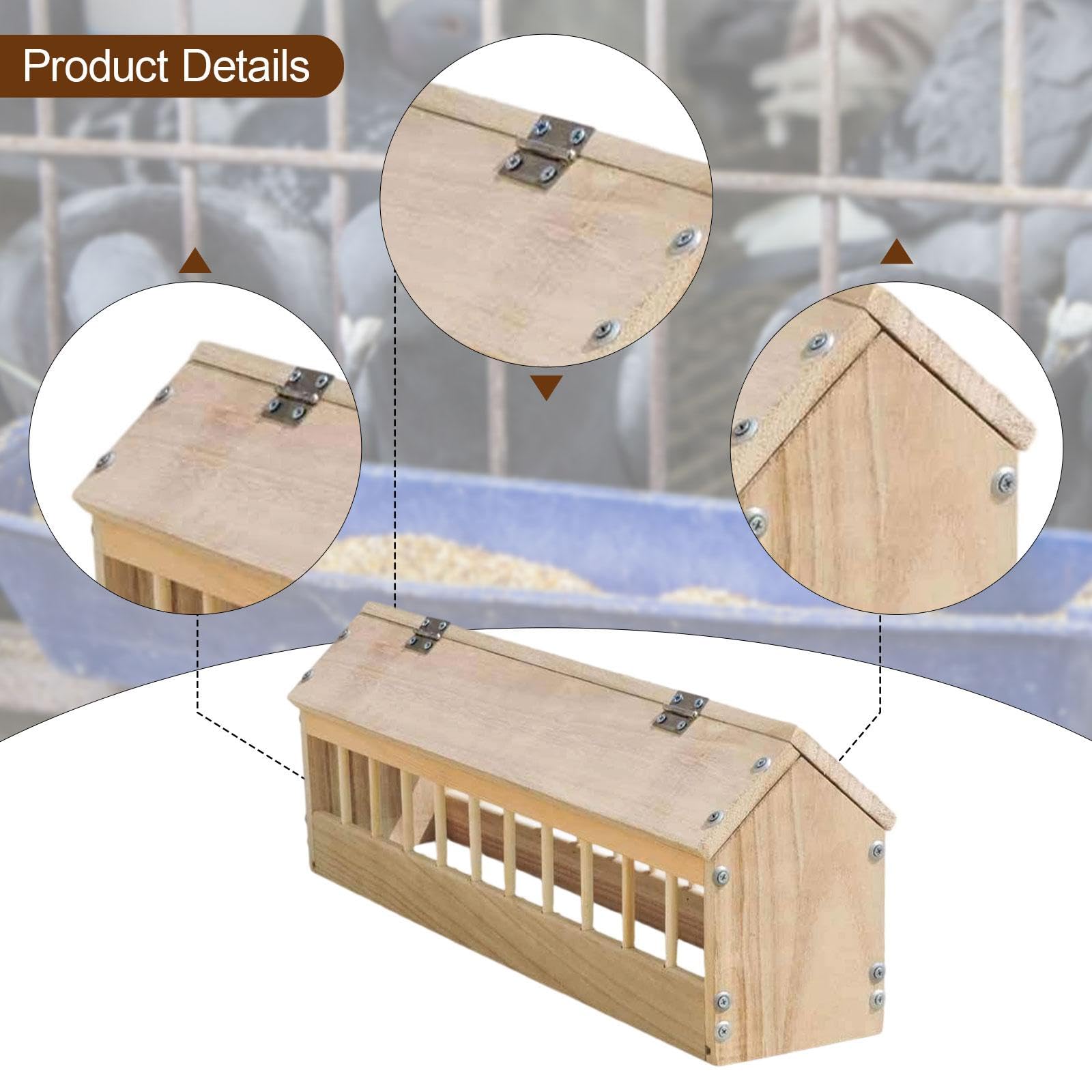 Colcolo Comedero de Madera para Palomas, contenedor dispensador de Comida para Aves, comedero para Palomas, codornices y Granjas, 60cm