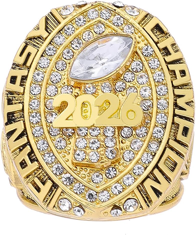 2026 Fantasy Football Championship Ring Heavy FFL Champion Trophy Ring Award Trophy for Fantasy Football League Winner