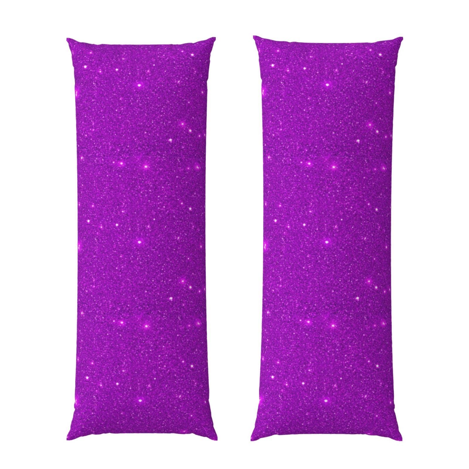 Body Pillow Cover 20x60 Purple Glitter Sparkle Texture, Zippered Microfiber Pillowcase, Soft Cozy Cushion Case, Wrinkle Fade Resistant for Bed Couch