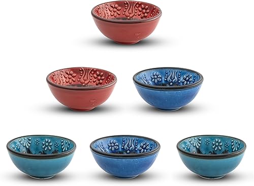 Bascuda Juego de 6 cuencos pequeños de cerámica con caja de regalo, cuencos para aperitivos, tapas, postres, nueces, oliva, salsa de soja, salsa de