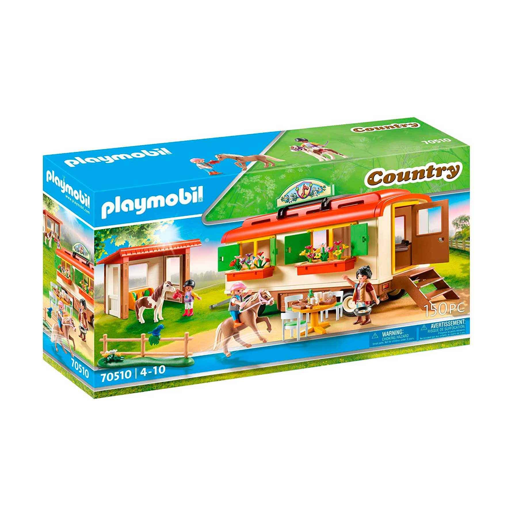 PLAYMOBIL Country 70510 Caravana Campamento de ponis, Juguetes para niños a partir de 4 años