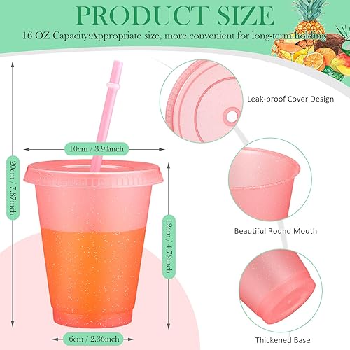 Miniatura 2 de Roshtia Paquete de 24 vasos de plástico con tapa y pajita, vasos reutilizables, botellas de agua a granel, taza de viaje para café helado, taza para