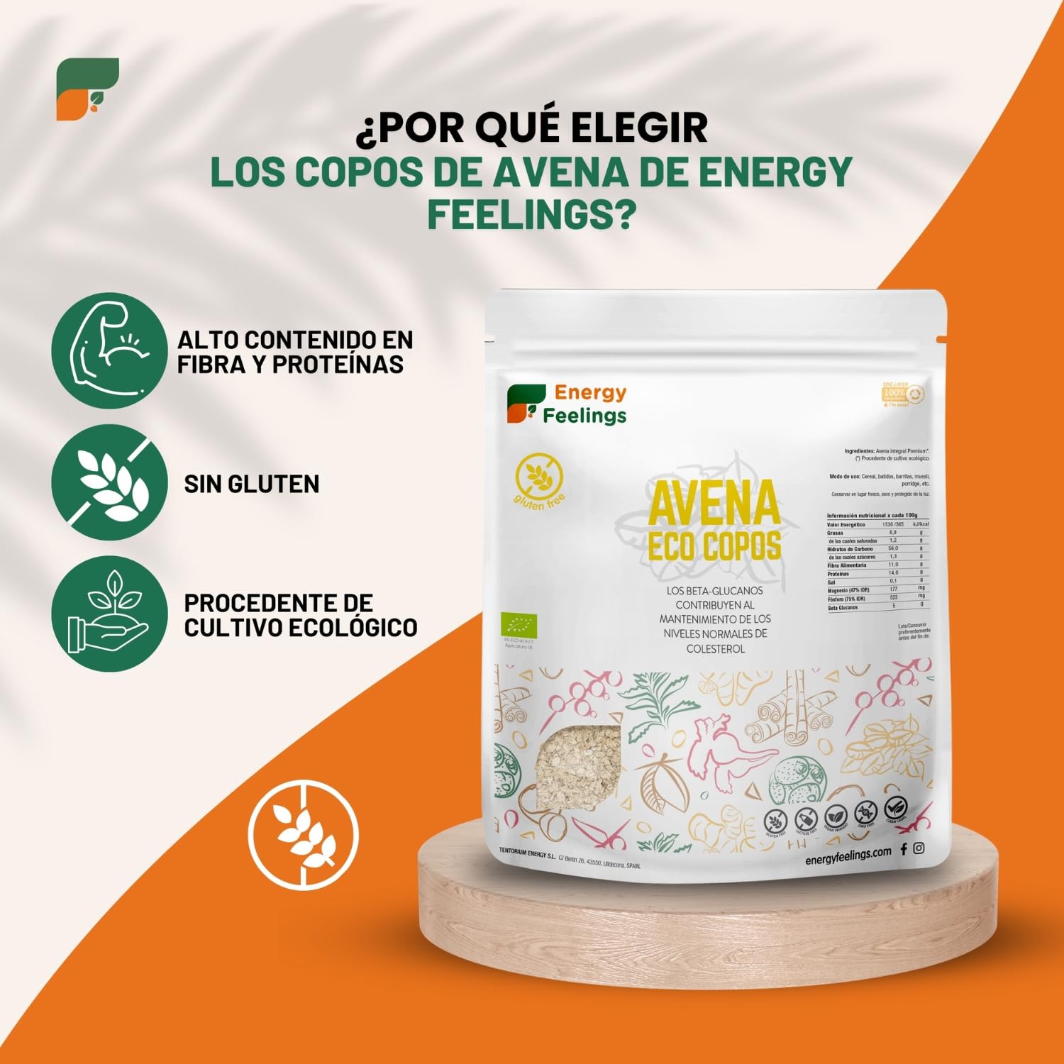 Copos de Avena ECO sin gluten Energy Feelings 500 g
