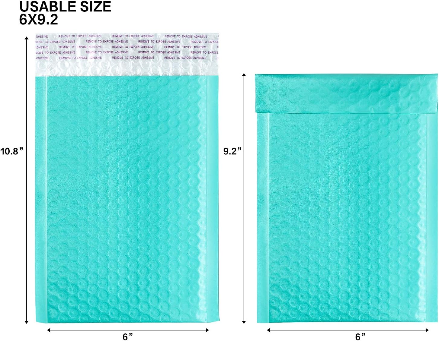 HERKKA 6x10 Inch Teal Poly Bubble Mailers Padded Envelopes Self Seal Envelopes Bags Pack of 25 (Inside Size: 6x9")