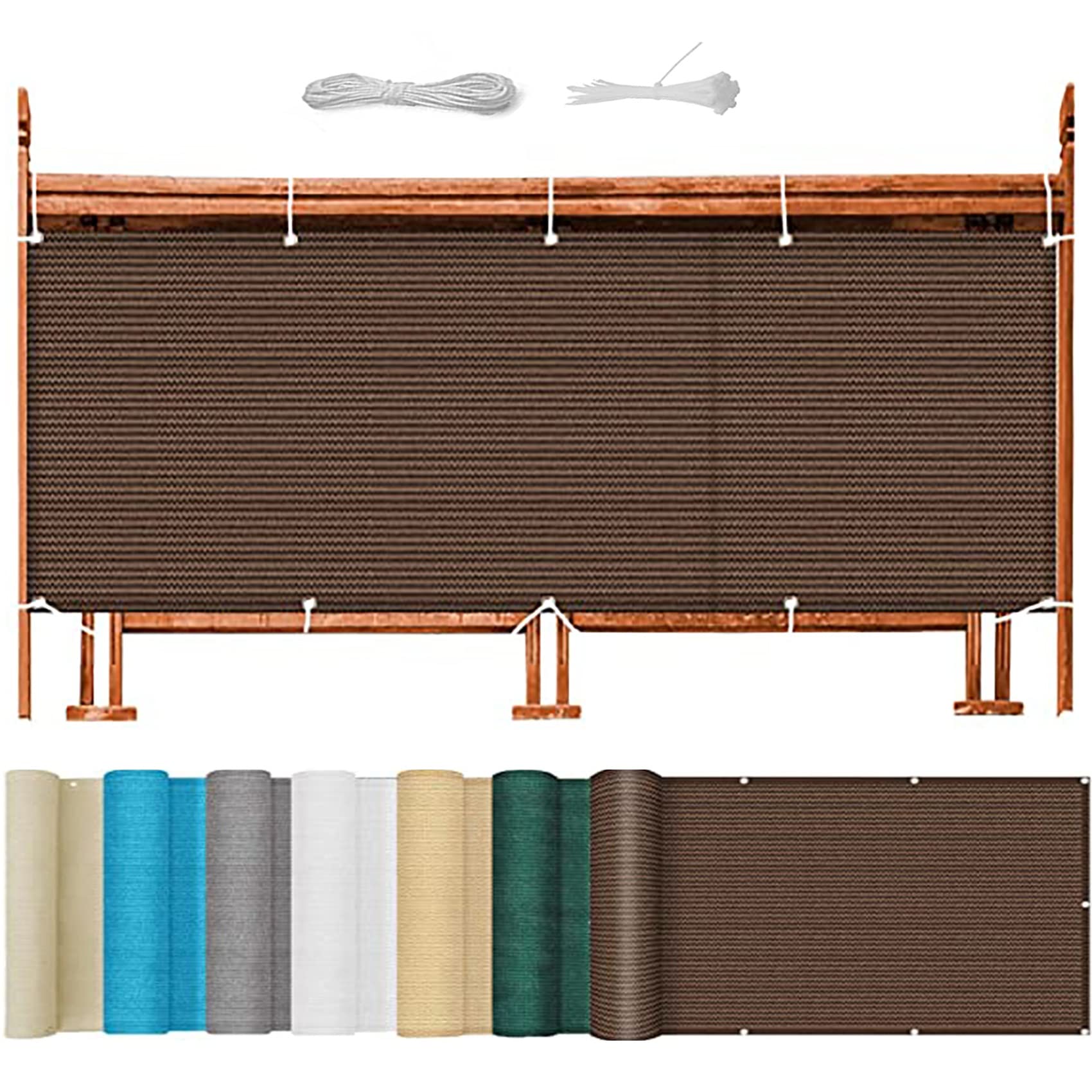 GLDYTVF UV-Rest Balcony 95 x 950 cm - Weatherproof Wind Protection Mat with Grommets Nylon Cable Ties & Cord for Railing Taupe Garden Shade Solutions