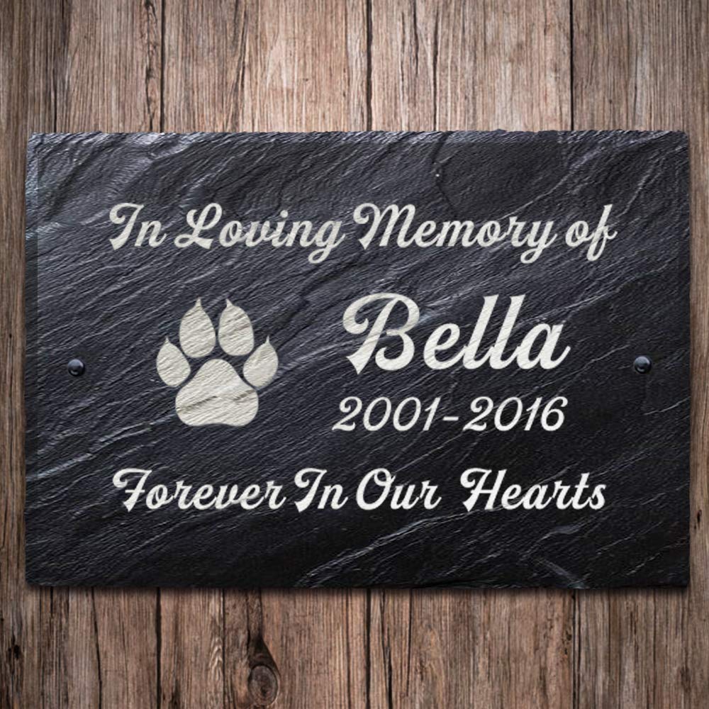 howson london Personalised Engraved Pet Memorial Sign Natural Slate Grave Marker Plaque - Oval Plaque & Rectangle Plaque - A Lasting Keepsake (Rectangle-30x20cm)