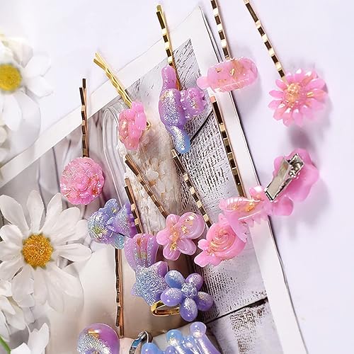 Miniatura 7 de Voyyphixa 8 moldes de resina para el cabello con 20 horquillas doradas, accesorios para pasadores para el cabello, moldes de silicona para resina