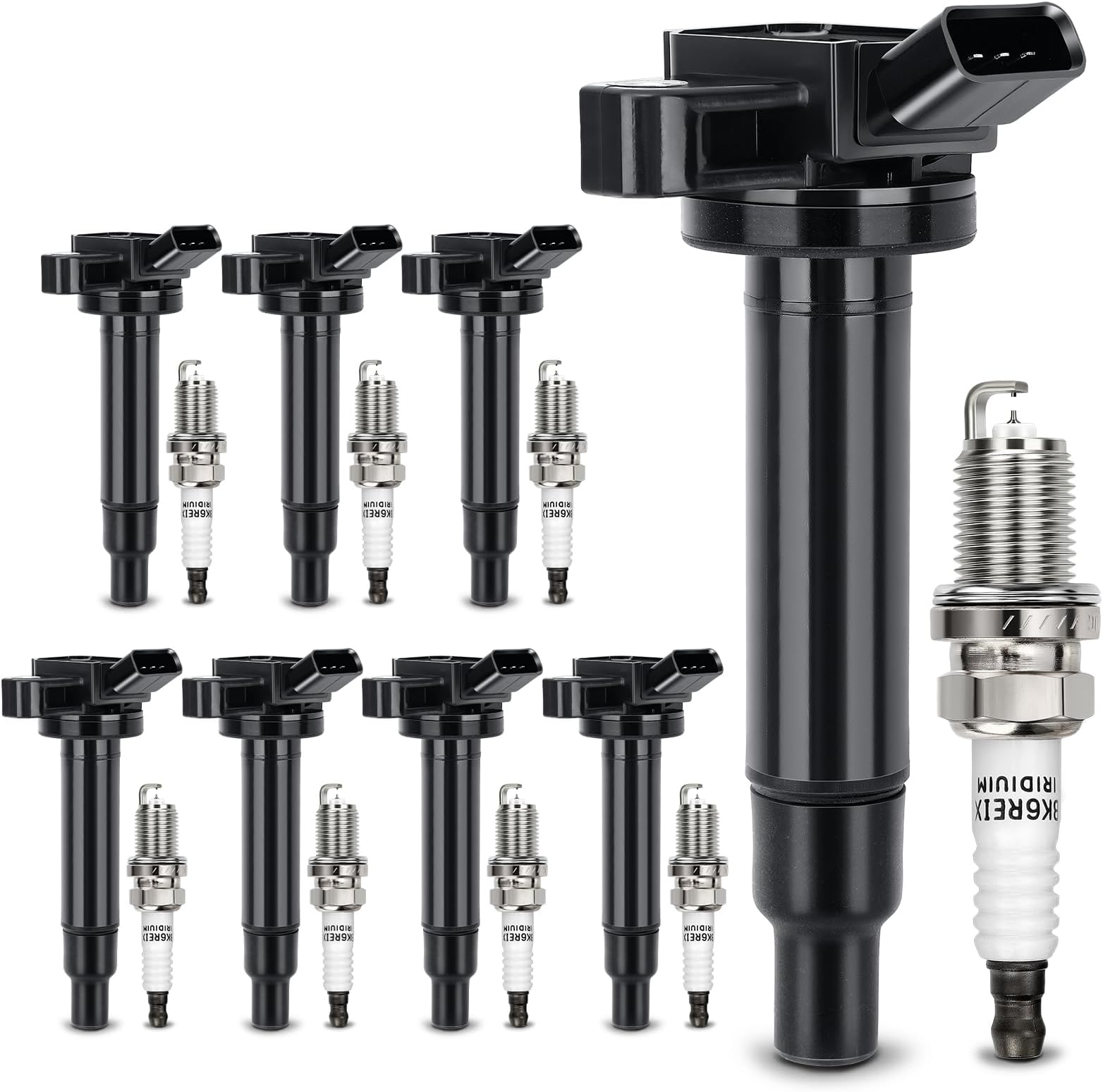 UF230 Ignition Coil & 4504 Double Iridium Spark Plug for Toyota Tundra Sequoia LandCruiser 4Runner/Lexus GS430 GX470 LS430 LX470 LX570 SC430 V8 Replaces#C1173 UF493 5C1196 90919-02230 90919-02259