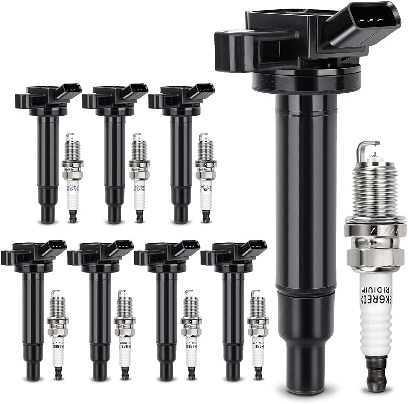 Kit de bobinas de ignição UF230 e velas de ignição de irídio duplo 4504 X4XZ para Lexus e Toyota – 8 bobinas + 8 velas