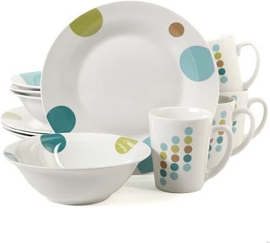 Gibson Home Retro Specks 12 Piece Dinnerware Set, White