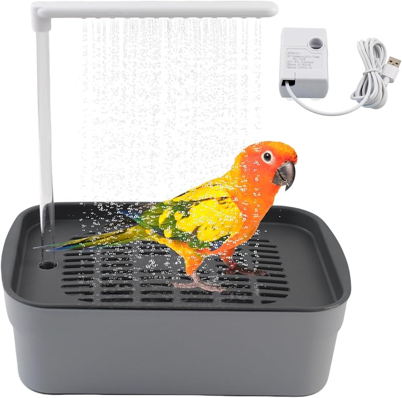 Banheira Automática para Aves MUYG com Chuveiro Circulante, Bomba USB e Vazão Ajustável BQN097-Gray