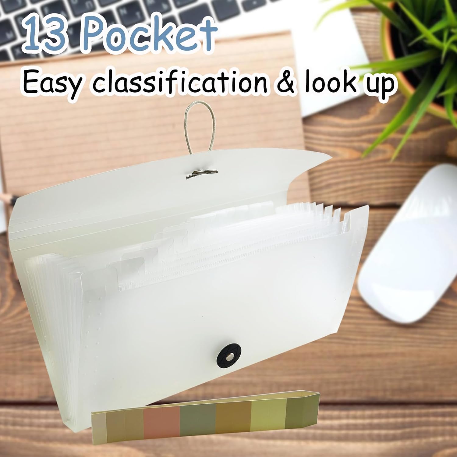 Portable 13-Pocket Receipt & Coupon Organizer, Small Expanding Accordion File Folder with Labels, Long Ticket Size Holder for Bills, Checks, and Travel Documents (10.2" x 5.5"), White image 5
