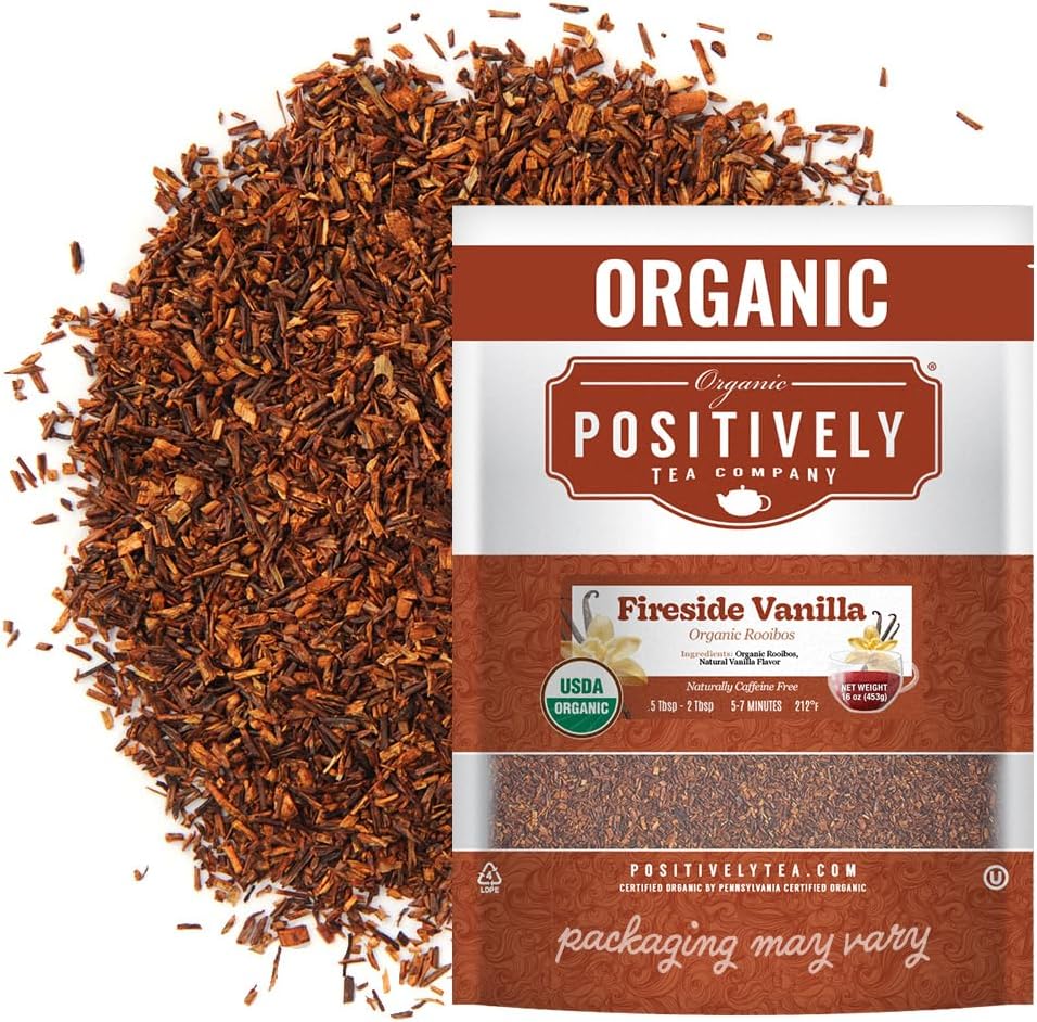 Organic Positively Tea Company, Fireside Vanilla Rooibos Tea, Loose Leaf, 16 Ounce