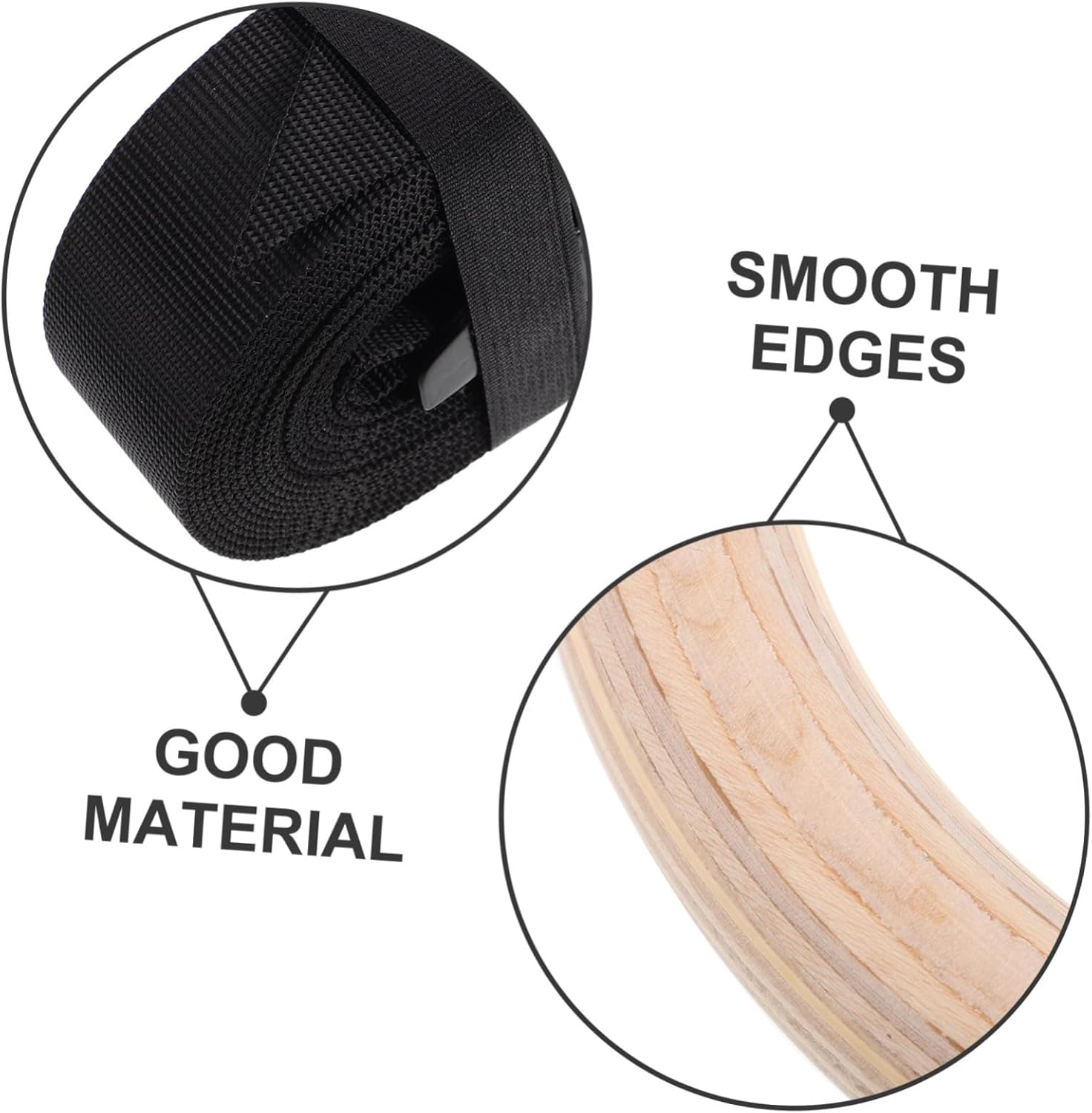 Hemoton Wooden Gymnastic Rings with Adjustable Straps Indoor Fitness Workout Gear for Strength Training Bodyweight Exercises and Enhanced Flexibility and Design for Home Use
