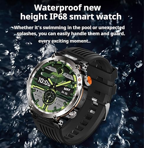 Miniatura 5 de Nuevo reloj inteligente militar para deportes al aire libre con luz de identificación antifalsificación, brújula linterna IP68, impermeable,