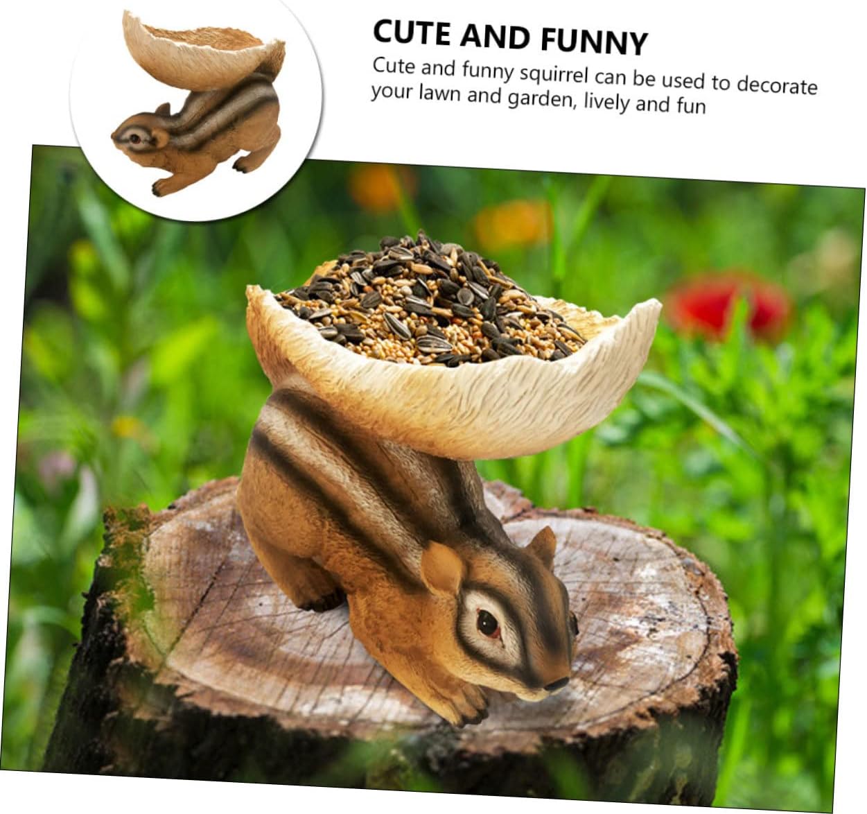 1pc Cute Cartoon Squirrel Feeder Creative Resin Statue for Lovely Outdoor Decor for Garden Lawn and Home Decoration for Friends and Family During Festivals