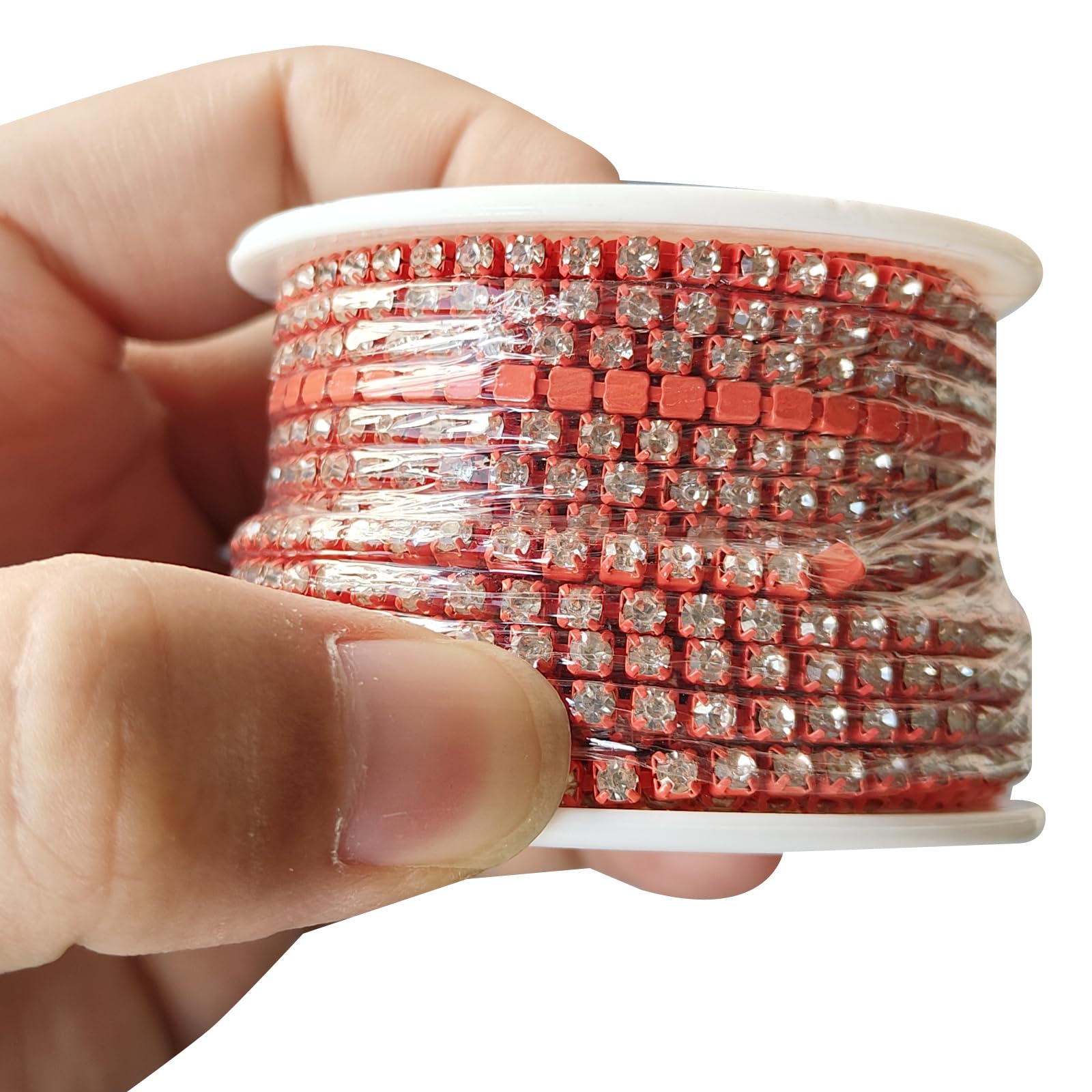 QUARKZMAN 10 Iarde 3mm Cristallo Strass Diamante Catena Chiusura Coppa Rifinito Catena per Cucire Artigianato Gioielli Fai da Te Decorazioni Matrimoni Gemme Nero Base Nero