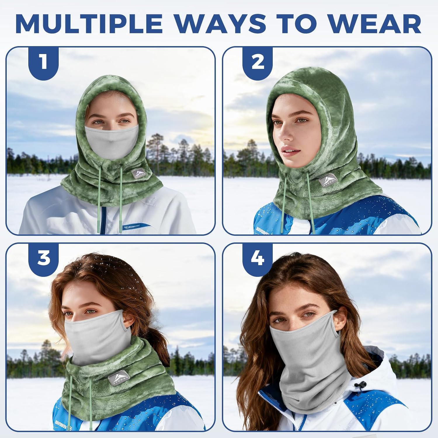Balaclava Ski Mask for Men & Women - Windproof Thermal Fleece Face Mask with Neck Gaiter for Skiing, Snowboarding - Image 3