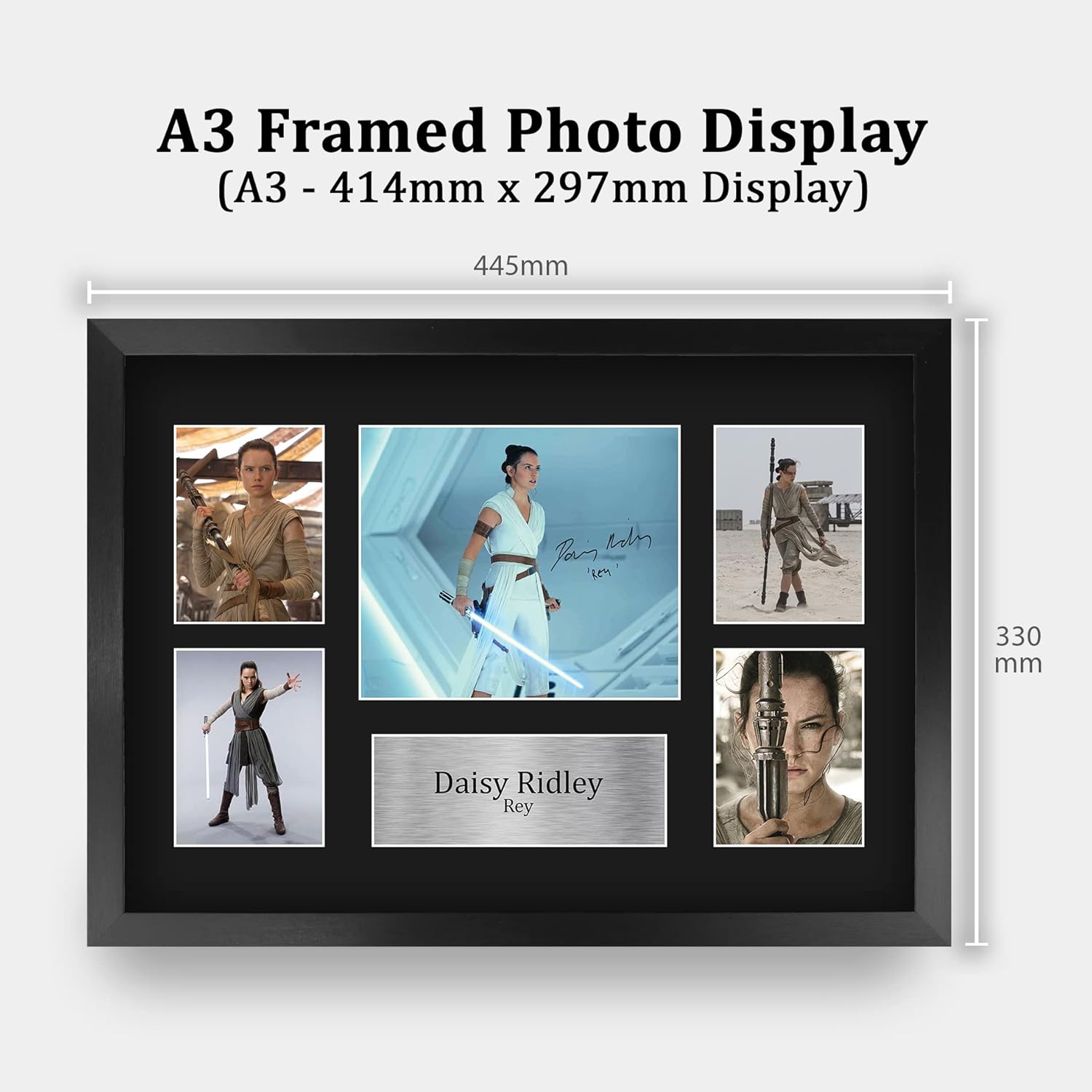 HWC Trading Daisy Ridley Star Wars Rey 16 x 12 inch (A3) Printed Gifts Signed Autograph Picture Display for Movie Memorabilia Fans - 16" x 12" Framed