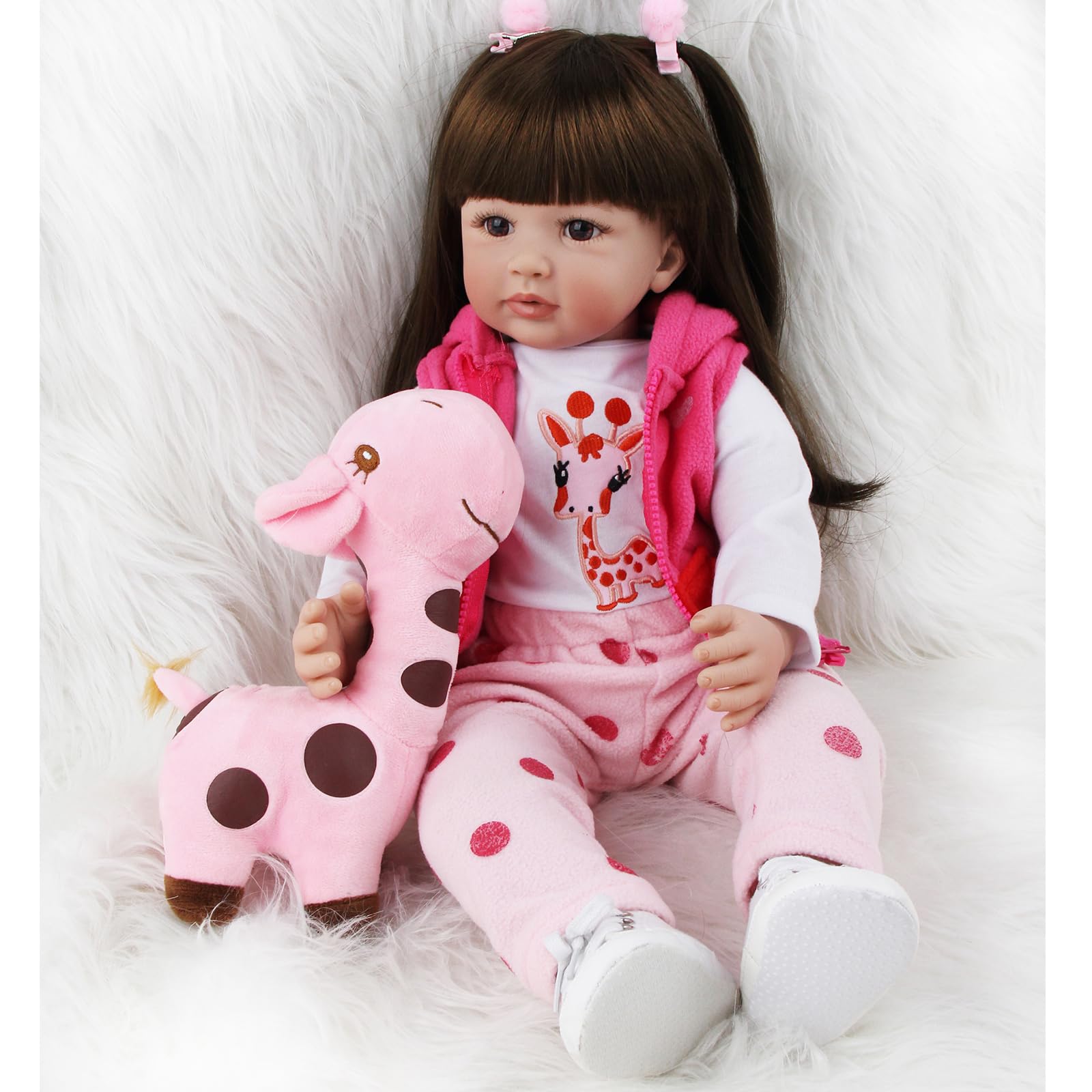 ZIYIUI Bambole Reborn Femmine 24 Pollici 60 cm Realistica Bambole Reborn in Silicone Morbido Capelli Lunghi bambolotti Che sembrano Veri Neonata Bambino Reborn Toddler