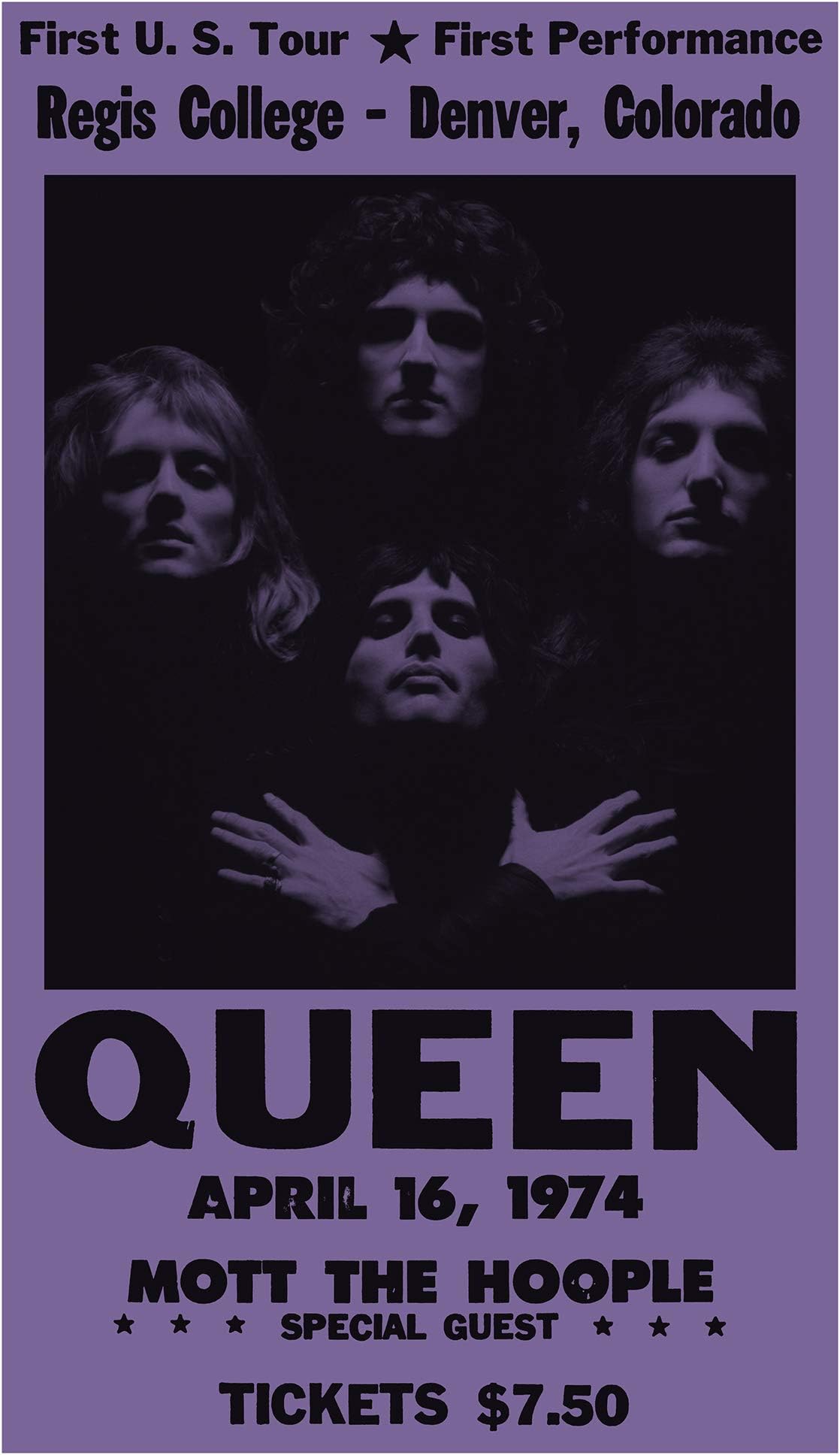Per Diem Prinitng - Queen - Regis College in Denver Colorado 13"x22" Vintage Style Show Print Poster – Concert Bill – Home Nostalgia Decor