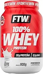FTW 100% Whey Protein com Proteína Concentrada WPC, Suplemento Alimentar Pós-Treino em Pó com Fonte de Proteína do Soro do Leite, Alto Valor Biológico, Sem Glúten – Pote 900g (Sabor Leite)