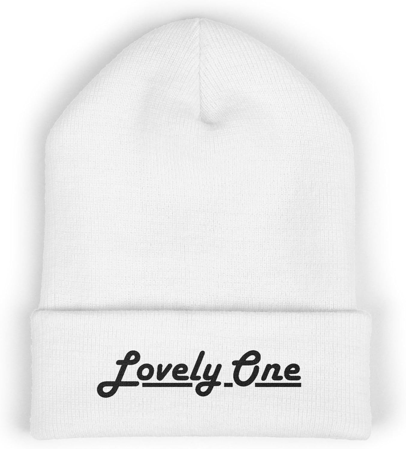 Premium Classic Cuffed Beanie Hat Gift with 'Lovely One' Embroidery
