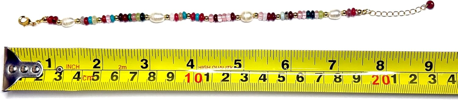 Colorful Beaded Stone Natural Freshwater Pearl bracelet For Women Retro Gold Color Jewelry Gifts - Image 2