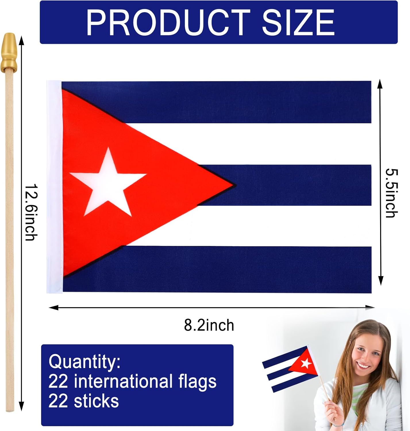 Augshy 22 Countries Spanish Speaking Flags on Stick, Small Mini Latin America Latino Hand Held Flags for Heritage Hispanic Month Decoration 8.2x5.5 Inch - Image 2