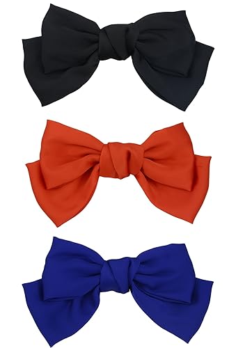 Miniatura 10 de Paquete de 3 pinzas para el pelo de gasa de doble cubierta de moda para mujeres y niñas, accesorios para el cabello HC2175 (naranja burdeos y rosa)