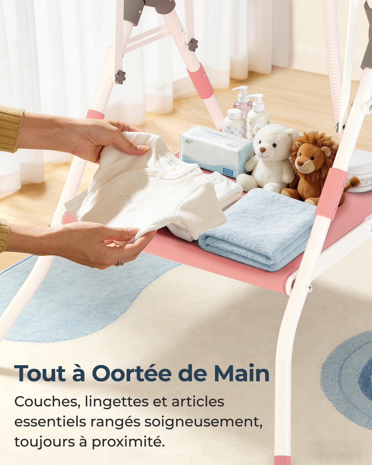 COOSEYA Baignoire bébé 3 en 1 pliable avec support et coussin souple incliné, baignoire pour nouveau-nés et jeunes enfants 0-18 mois, design pliable portable pour voyages extérieur, cadeau baby shower