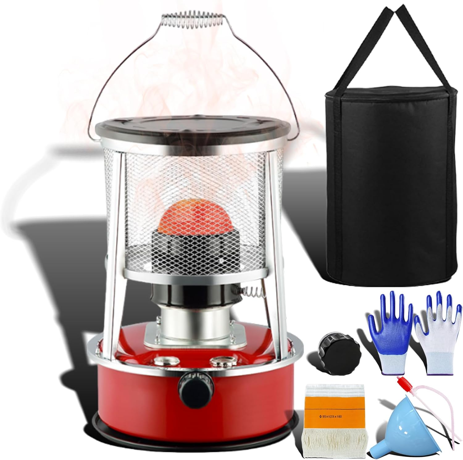 Non Electric Heaters for Indoor, 9000 Btu(Lasts 18 H) Kerosene Heater Indoor for Large Rooms, Portable Heater for Power Outage, Suitable for Camping, Garage, Emergency Heat & Cooking (Black)