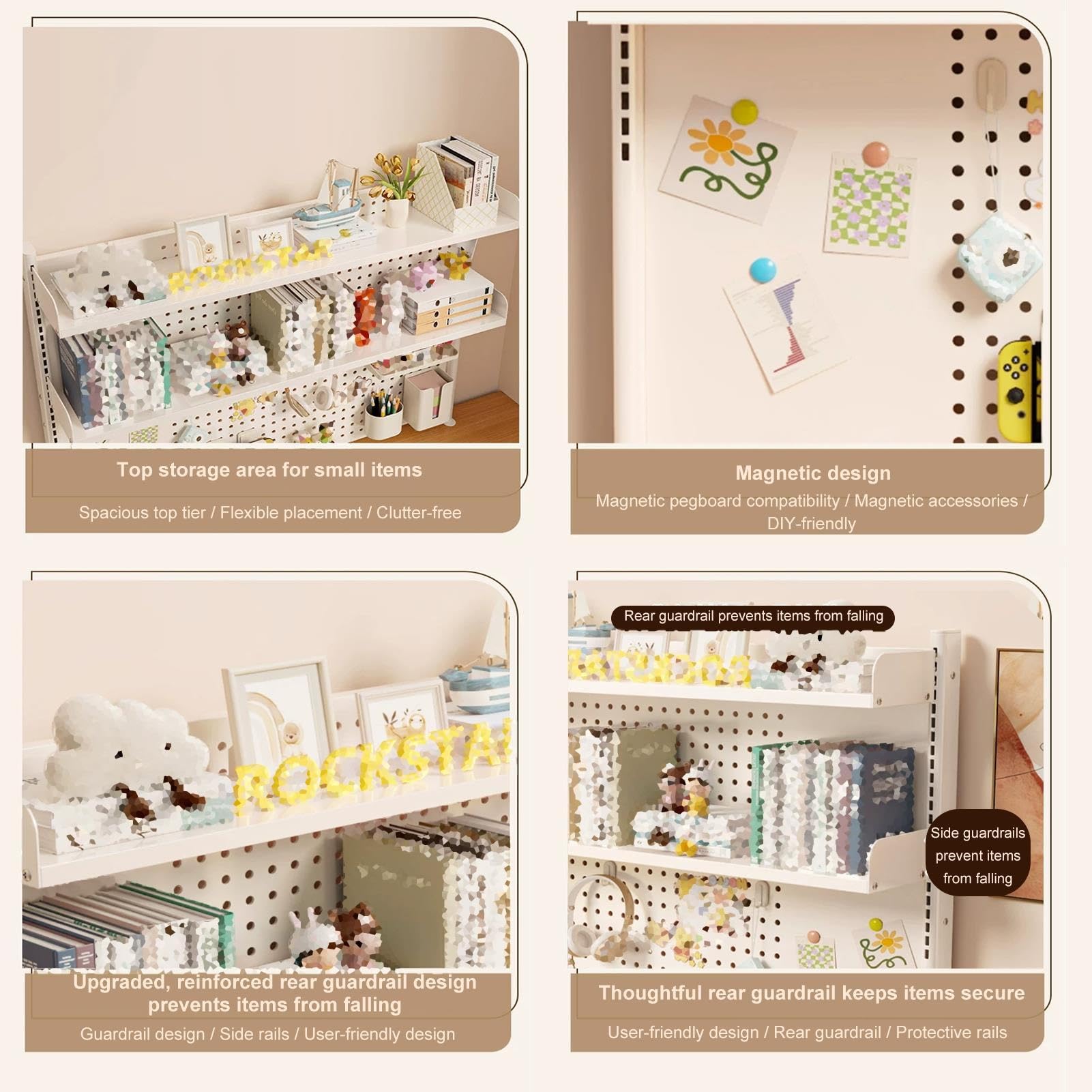 Alzata per Scrivania con Pannello Forato E Scaffale Organizer