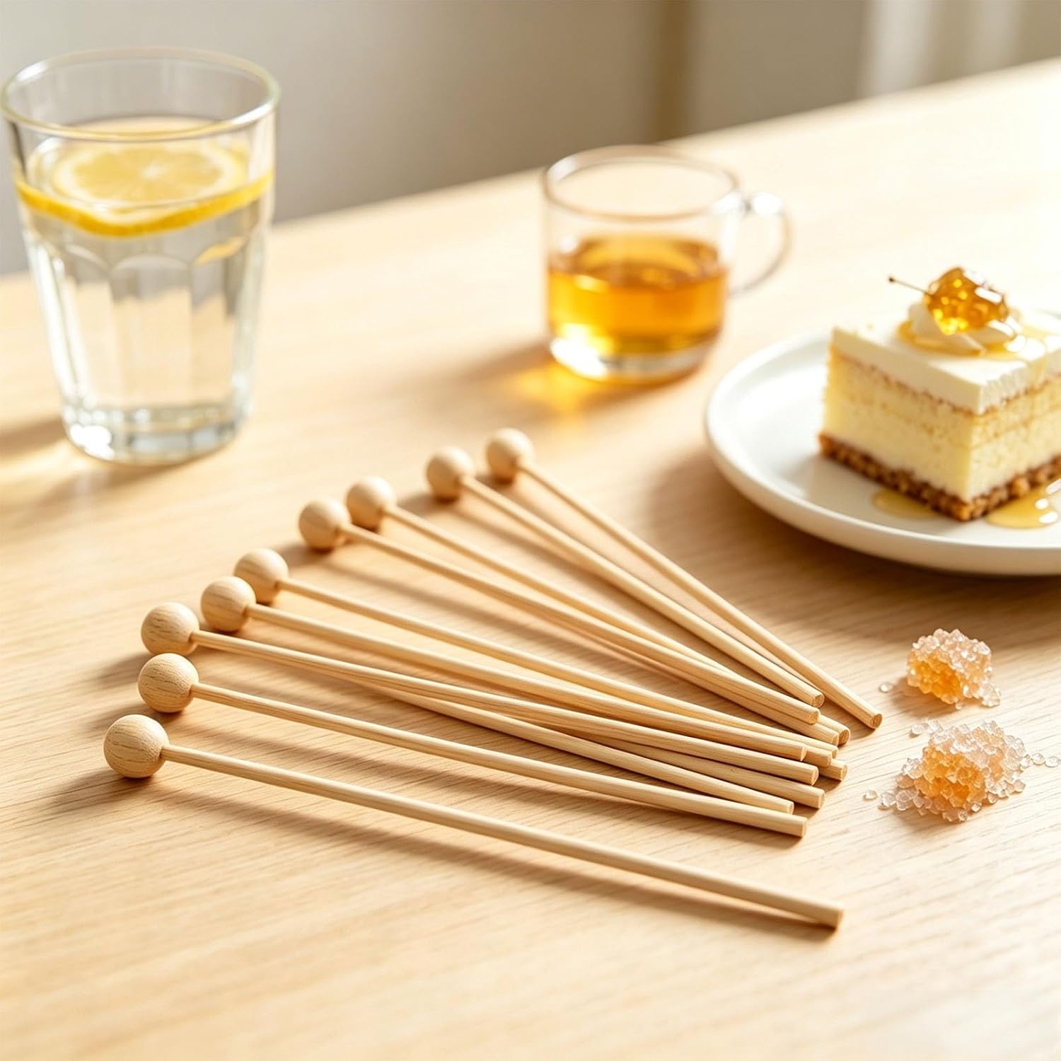 AcceLeah 100pcs 6" Bamboo Rock Candy, Cake & Drink Stirrer Sticks