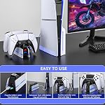 ZRZLMVP PS5-Controller-Charger-Station - Charging Station for PlayStation 5 Dualsense/Edge Controller with 9 Color Led Light, Fast Charging Dock & Holder Charger Stand for PS5/Slim/Pro Accessories
