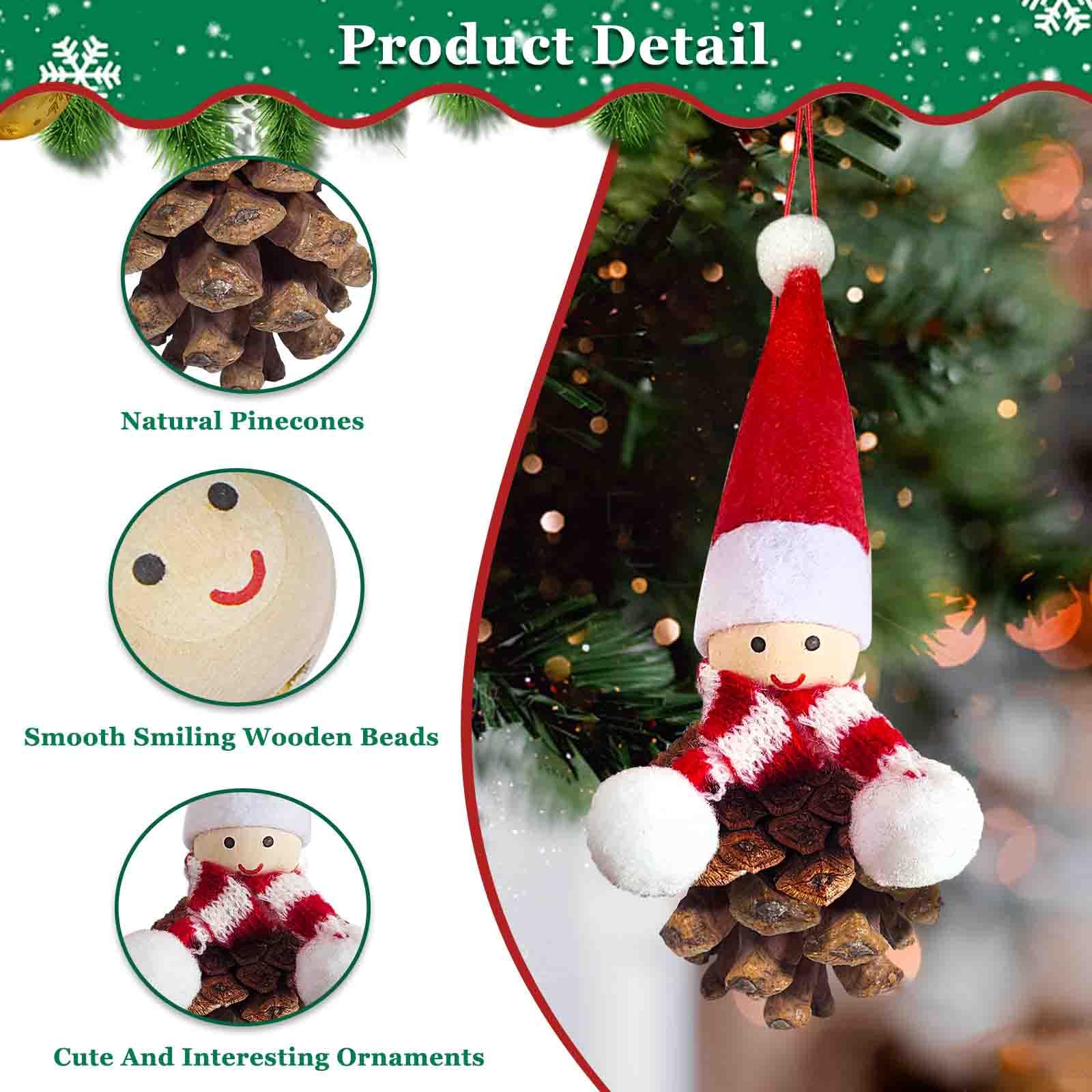 DONQL 10 Set Christmas Tree Decorations - Pine Cones Santa Claus Ornaments, Christmas Crafts, Xmas Decorations With Natural Pine Cones - Image 3