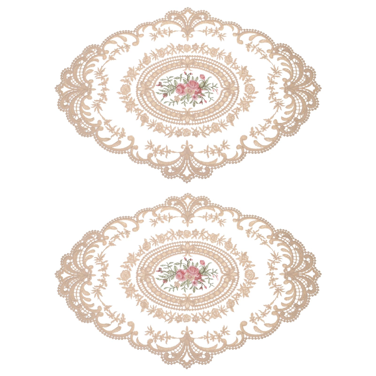 Tapis De Tasse Brodé 2 Pièces Napperon En Dentelle Rétro Style Français