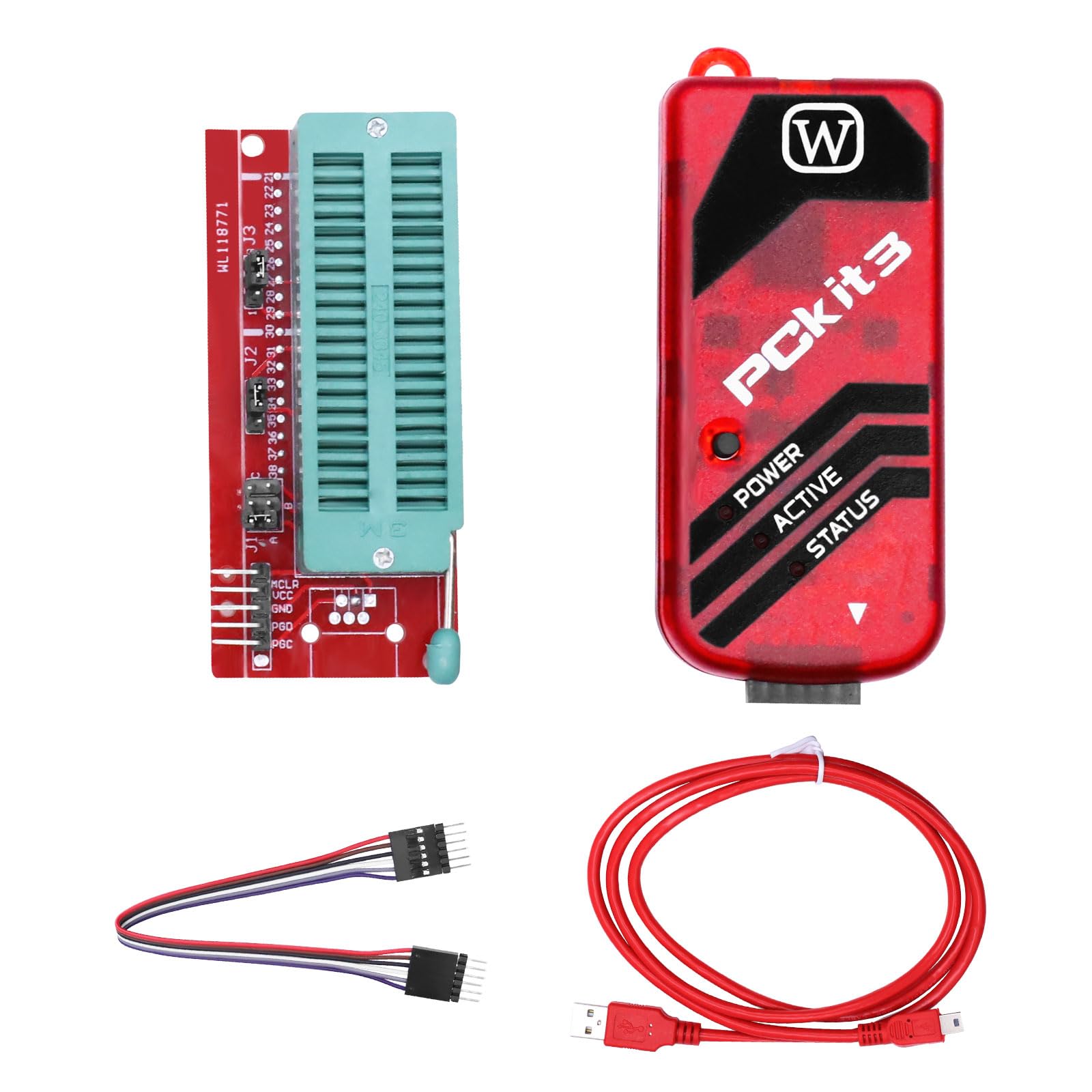 Programmeur PICKIT3 PIC Kit3, QIQIAZI PICKIT3 PIC ICD2 PICKit 2 Adaptateur de programmation 3.5 avec câble USB et traducteur d'adaptateur ICSP