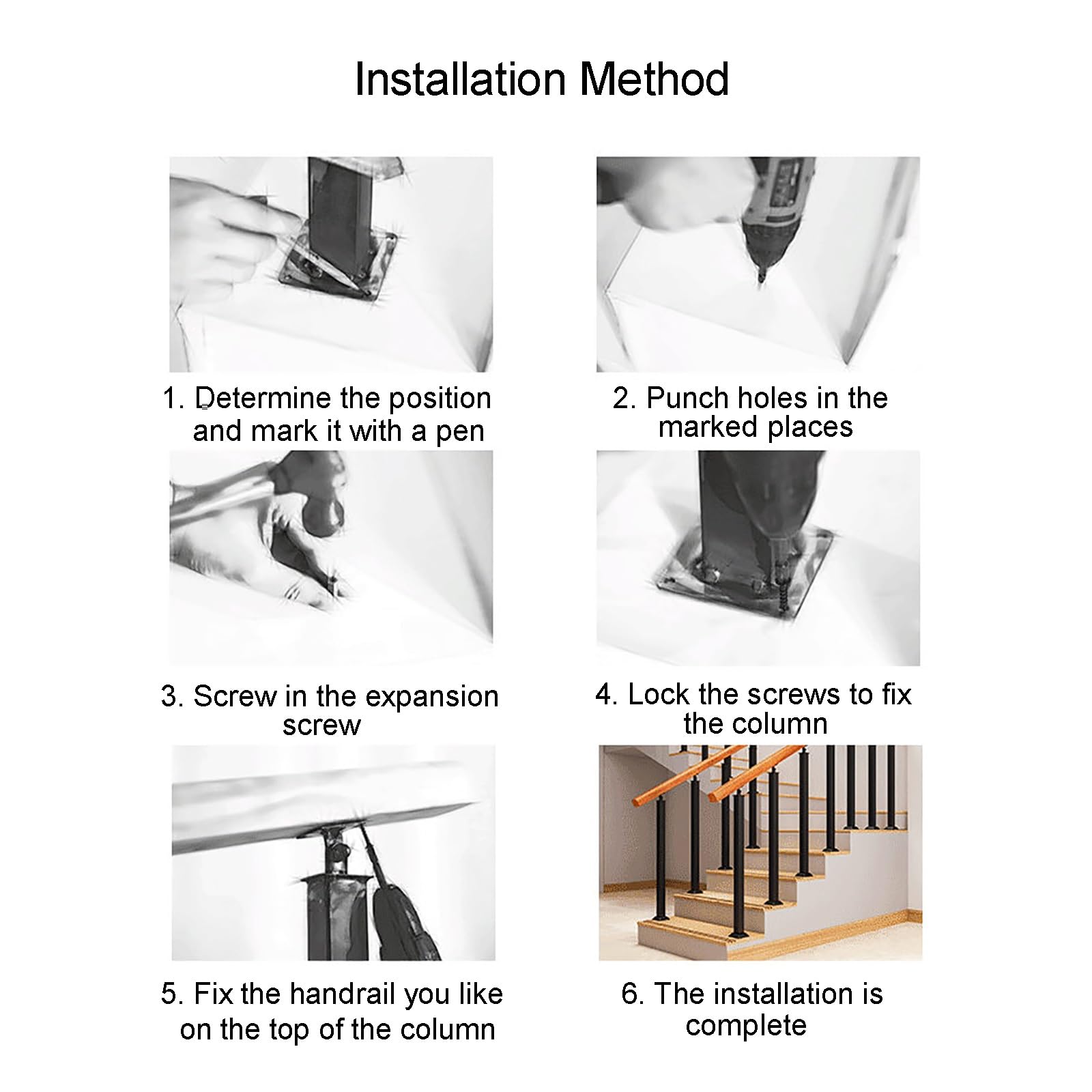 Trapbalusters Post, reling Post Kit, vierkante metalen reling spindels