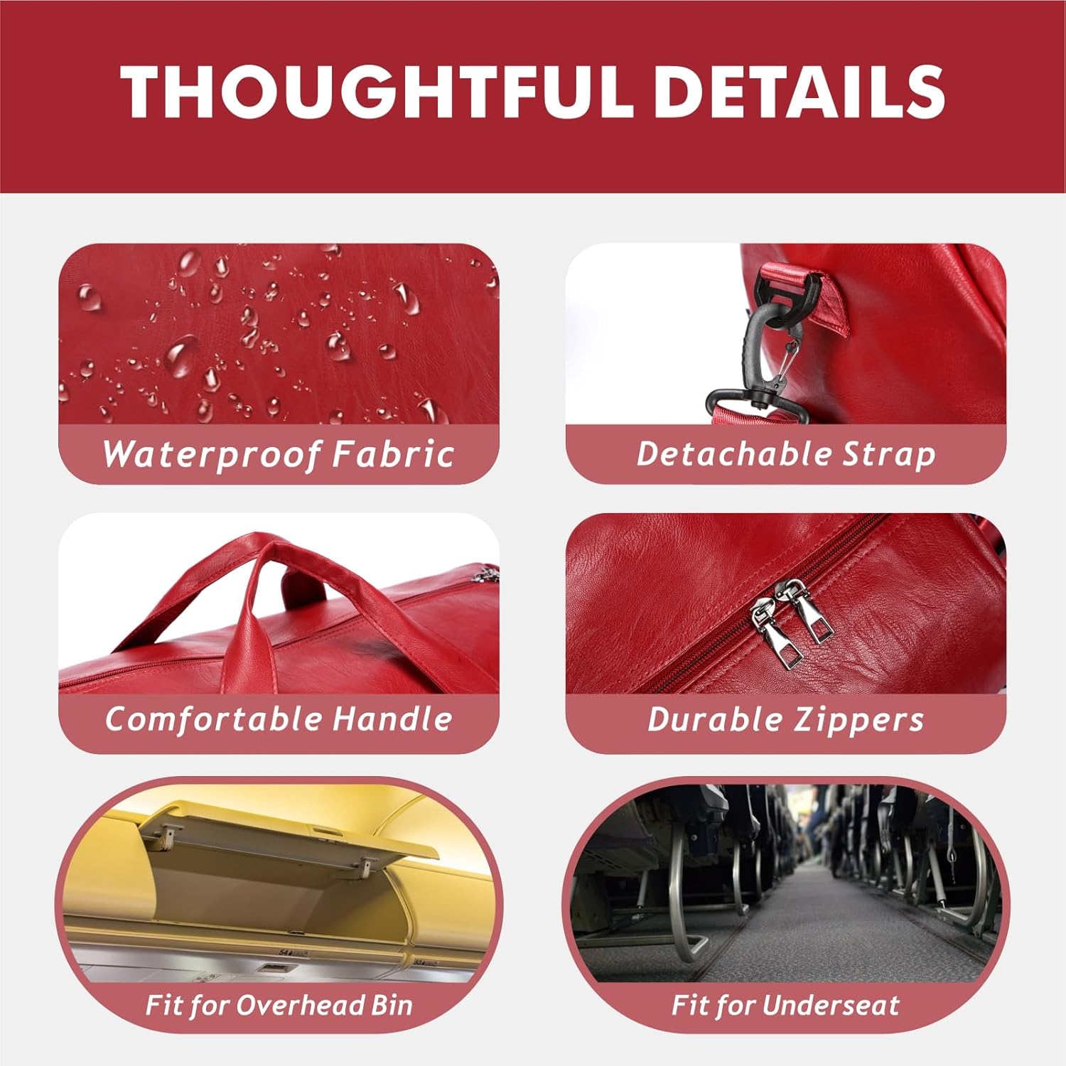 Leather Travel Bag with Shoes Compartment & Wet Pocket, Sports Gym Tote Bag Travel Duffel for Men & Women, Overnight Weekender Bag Waterproof Leather Large Carry On Bag - Image 6